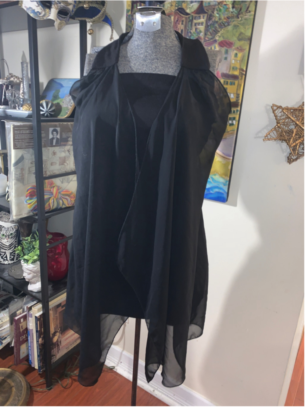 Women's Lette Black Sheer Overlay Sleeveless Blouse